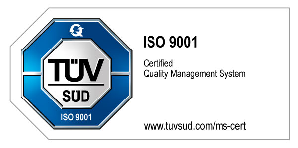 ISO 9001 Certificiate: www.tuvsud.com/ms-zert